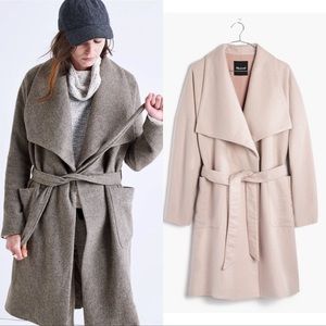 Madewell Delancey Blanket Wrap Coat Wool Neutral Blush Pink Size Small Blogger